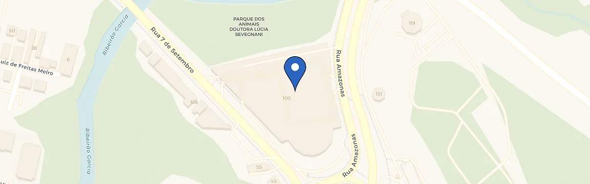 Mapa com a localização da estação Shell Recharge L Mercado Angeloni Blumenau