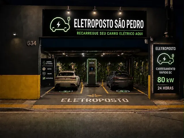 Foto da estação Eletroposto sao Pedro - DF Charge