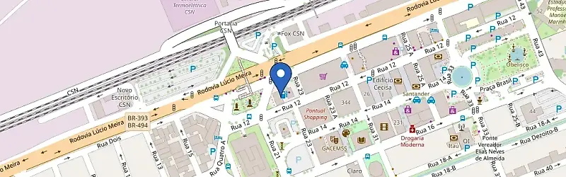 Mapa da estação Posto Aliança - Volta Redonda