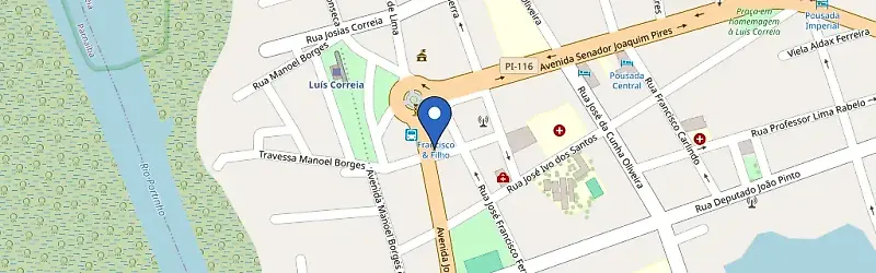 Mapa da estação BR Super Carga - Posto V Machado - Praiano - Luís Correia