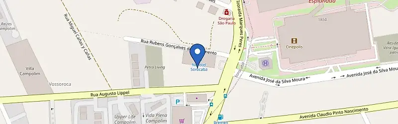 Mapa da estação Novotel Sorocaba